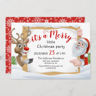 Funny Santa Reindeer Merry Little Kerstparty Kaart