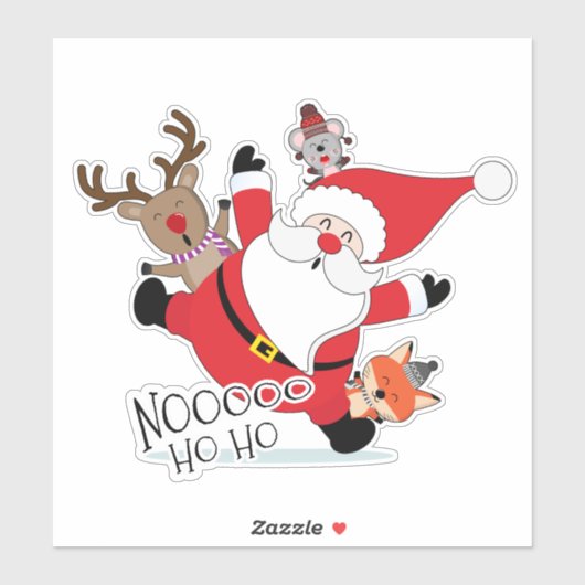 Funny Santa Reindeer Mouse Fox ID848 Sticker (Vel)