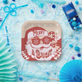 Funny Santa Retro Red Pink-kerstfeest Papieren Bordje (Feest)