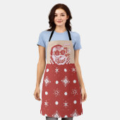 Funny Santa Retro Red Roze Kerstmis Schort (Gedragen)