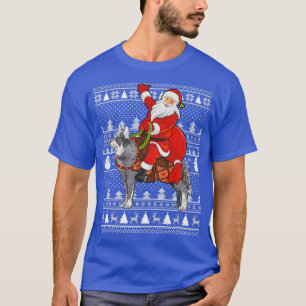 Funny Santa Riding Australian Cattle Dog Ugly Chri T-shirt