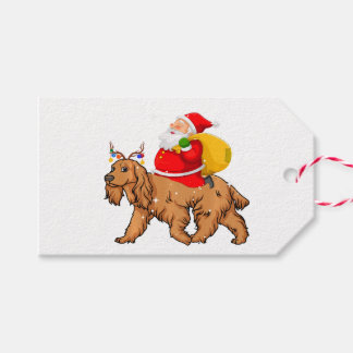 Funny Santa Riding Cocker Spaniel Dog Kerstmis Cadeaulabel