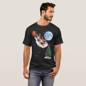 Funny Santa Riding German Shepherd Dog Tree Christ T-shirt (Voorkant volledig)