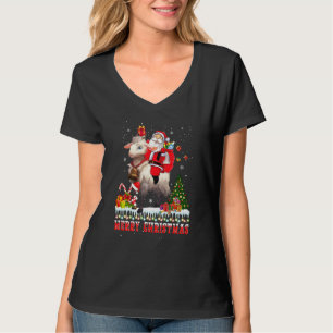 Funny Santa Riding Goat Merry Kerstmis Pajama Xma T-shirt