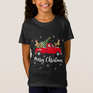 Funny Santa Riding kerstboom Truck Reindec T-shirt