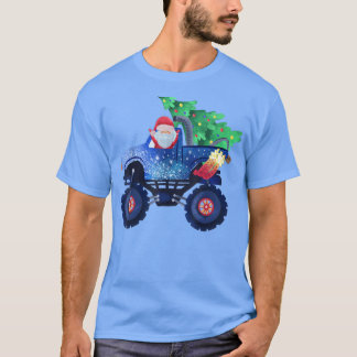 Funny Santa Riding Monster Truck met kersttr T-shirt