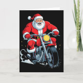 Funny Santa Riding Motorcycle Holiday Christmas Xm Kaart (Voorkant)