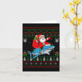 Funny Santa Riding Shark Ugly Christmas Sweaters S Kaart (Gele Bloem)