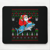 Funny Santa Riding Shark Ugly Christmas Sweaters S Muismat (Voorkant)