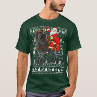 Funny Santa Riding Standard Poodle Dog Ugly Christ T-shirt