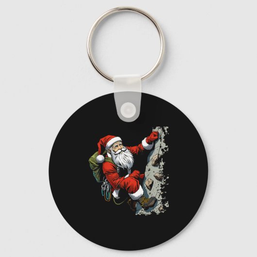 Funny Santa Rock Climbing Christmas Xmas Boulderin Sleutelhanger (Voorkant)