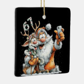 Funny Santa Rudolf Selfie Six Seven Christmas Keramisch Ornament (Rechts)