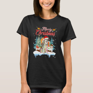 Funny Santa Siberian Husky Merry Mannen Wom T-shirt