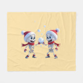 Funny Santa Skeletons Having a Snowball Fight Fleece Deken (Voorkant (Horizontaal))