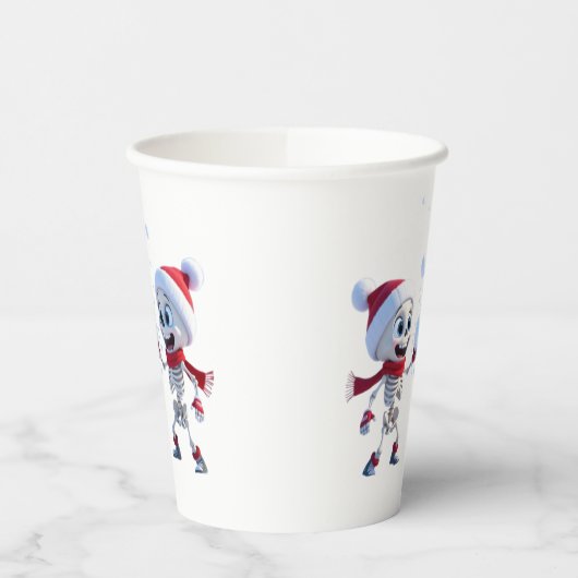 Funny Santa Skeletons Having a Snowball Fight  Papieren Bekers (Links)