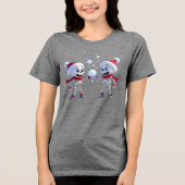 Funny Santa Skeletons Having a Snowball Fight  Tri-Blend Shirt (Voorkant)