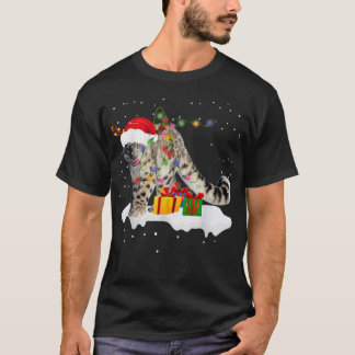 Funny Santa Snow Leopard-kerstlampje Lover Ch T-shirt