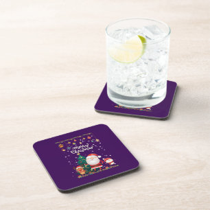 Funny Santa, Snowman, Reindeer Merry Kerstmis Bier Onderzetter