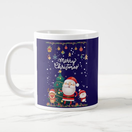 Funny Santa, Snowman, Reindeer Merry Kerstmis Extra Grote Beker (Links)