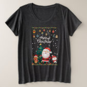 Funny Santa, Snowman, Reindeer Merry Kerstmis Grote Maat T-shirt (Design voorkant)