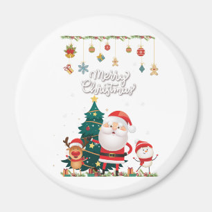 Funny Santa, Snowman, Reindeer Merry Kerstmis Magneet