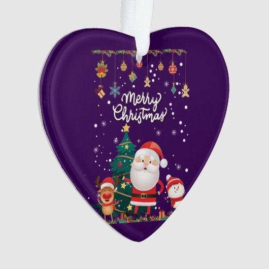 Funny Santa, Snowman, Reindeer Merry Kerstmis Ornament (voorkant)