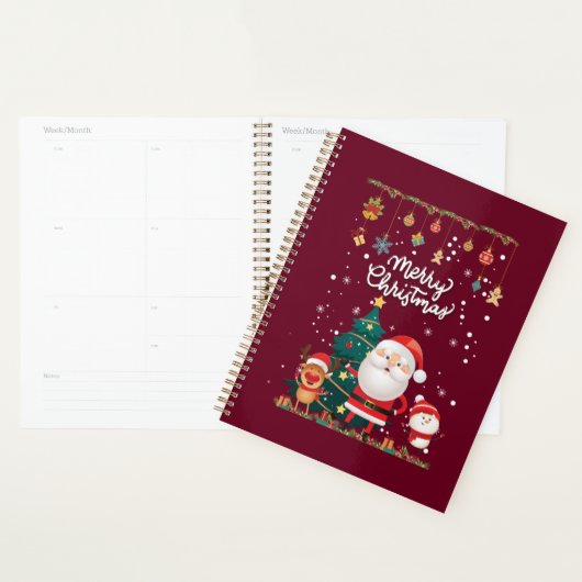 Funny Santa, Snowman, Reindeer Merry Kerstmis Planner (Display)