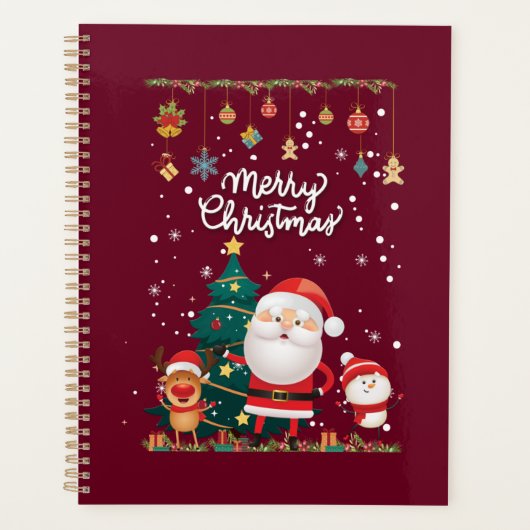 Funny Santa, Snowman, Reindeer Merry Kerstmis Planner (Voorkant)