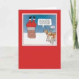 Funny Santa Stuck in Chimney Kerstmis Feestdagen Kaart
