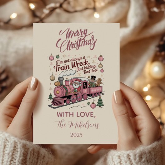 Funny Santa Train Wreck Christmas Feestdagenkaart