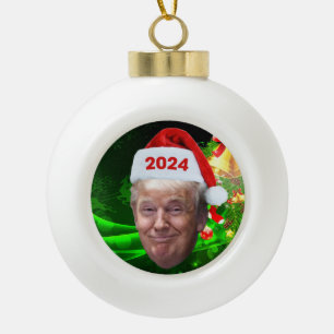 Funny Santa Trump 2024, kersttrump, cadeau Keramische Bal Ornament