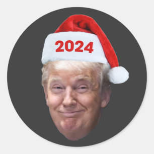 Funny Santa Trump 2024, kersttrump, cadeau Ronde Sticker