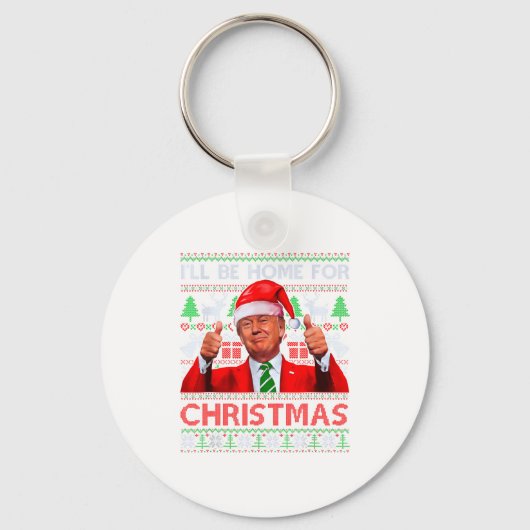 Funny Santa Trump Ill Be Home For Christmas Sleutelhanger (Voorkant)