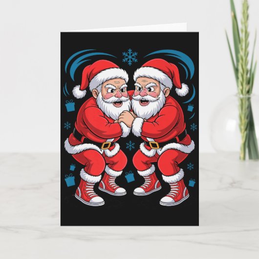 Funny Santa Wrestling Lover Wrestler Xmas Christma Kaart (Voorkant)