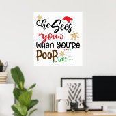 Funny Santa's badkamer decor Poster (Thuiskantoor)