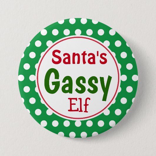 Funny Santa's Gassy Elf Kerstmis Button Pin (Voorkant)