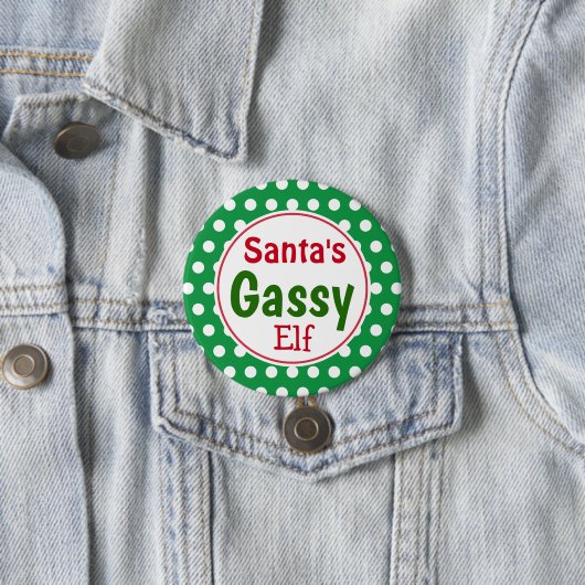 Funny Santa's Gassy Elf Kerstmis Button Pin (In situ)