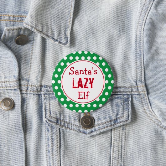Funny Santa's Lazy Elf Kerstmis Button Pin (In situ)