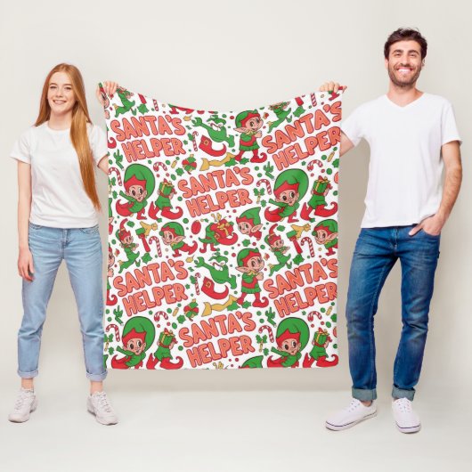 Funny Santa's Little Helper Elf Retro Cartoon  Fleece Deken (In situ)