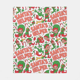 Funny Santa's Little Helper Elf Retro Cartoon  Fleece Deken
