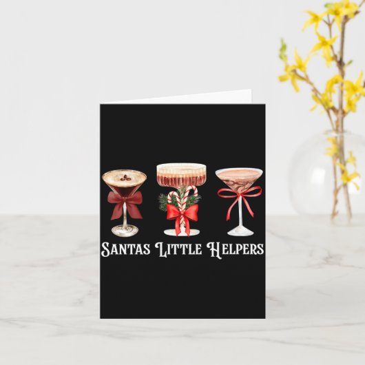 Funny Santa's Little Helper Martini Tail Merry Chr Kaart (Gele Bloem)