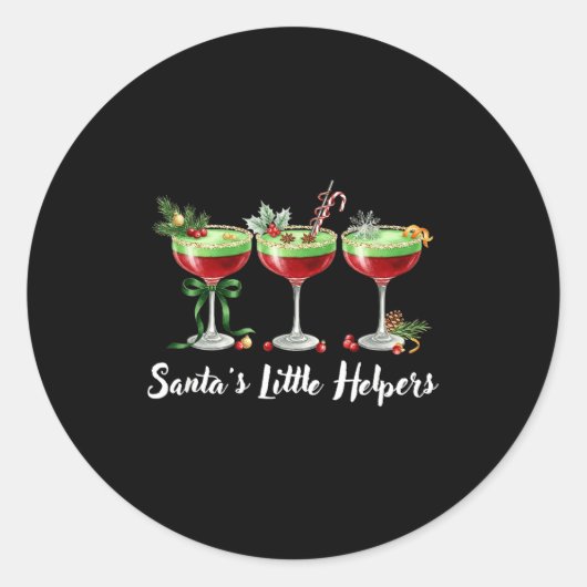 Funny Santa's Little Helpers Tail Humor Holiday Xm Ronde Sticker (Voorkant)