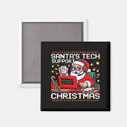 Funny Santa's Tech Suprt Rebooting Christmas Ugly  Magneet (Voorkant / Achterkant)