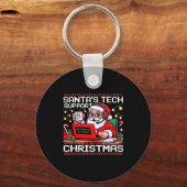 Funny Santa's Tech Suprt Rebooting Christmas Ugly Sleutelhanger (Voorkant)
