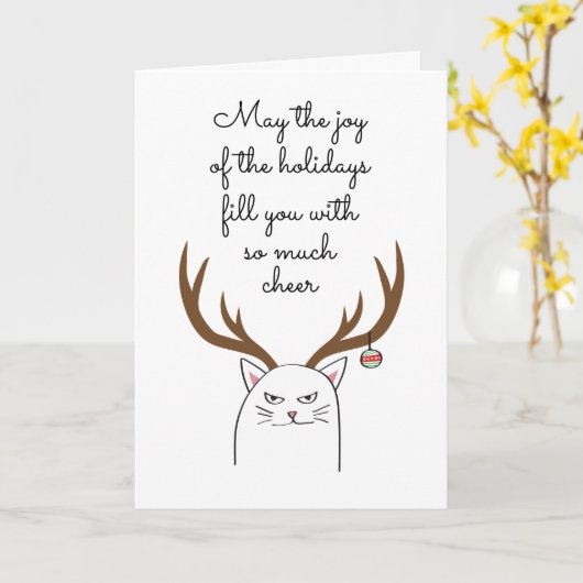 Funny Sarcastic Chat Carte de Noël (Fleur jaune)