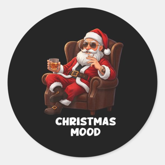 Funny Sarcastic Santa Smoking And Drinking “christ Ronde Sticker (Voorkant)