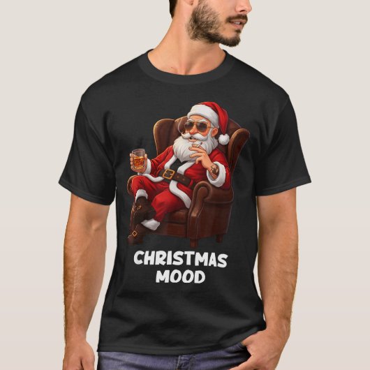 Funny Sarcastic Santa Smoking And Drinking “christ T-shirt (Voorkant)