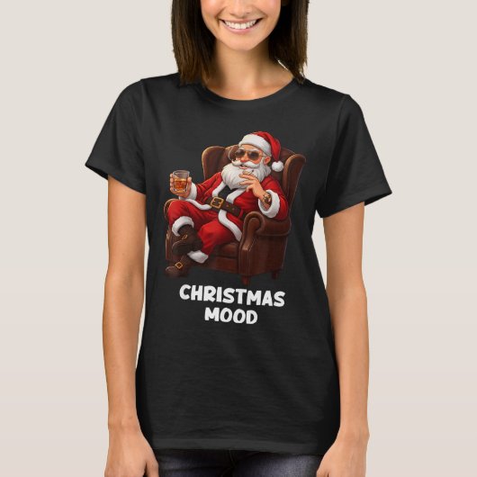 Funny Sarcastic Santa Smoking And Drinking “christ T-shirt (Voorkant)