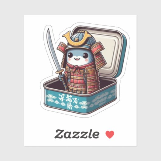  Funny Sardine Samurai Vinyl Sticker (Feuille)