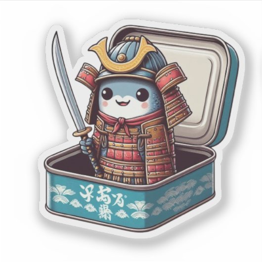  Funny Sardine Samurai Vinyl Sticker (Devant)